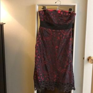 Anthropologie coral and gray lace dress - Size 2